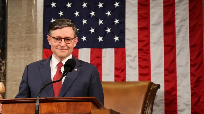 Mike Johnson after winning back the role of Speaker of the House